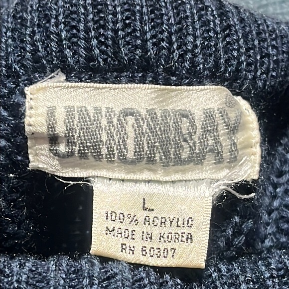 UNIONBAY VINTAGE Y2K ACRYLIC KNIT AND QUILT PATCH SWEATER MEN SIZE L - Picture 3 of 8